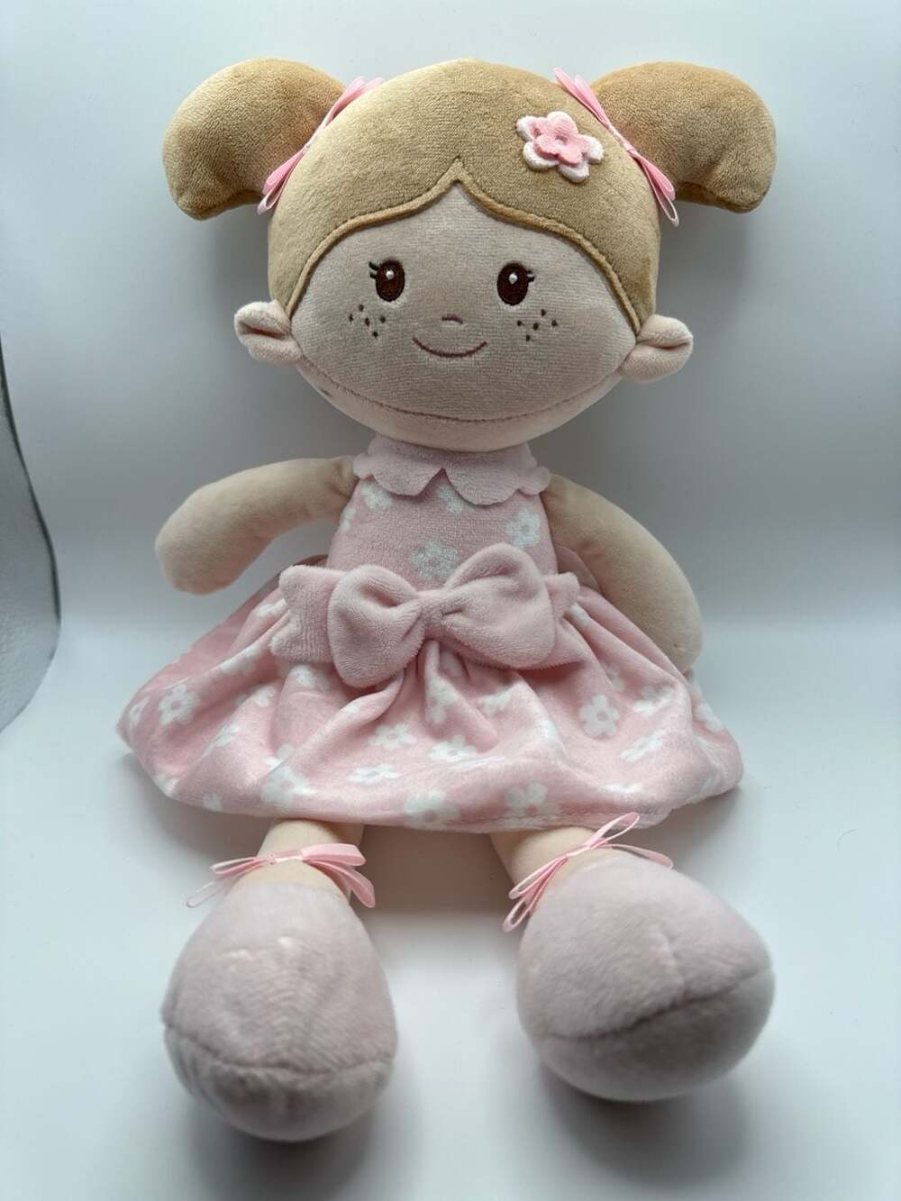 LeyaDoll My First Baby Plush Rag Doll 13 inch Soft Cuddle Toy avec Pink Flower D